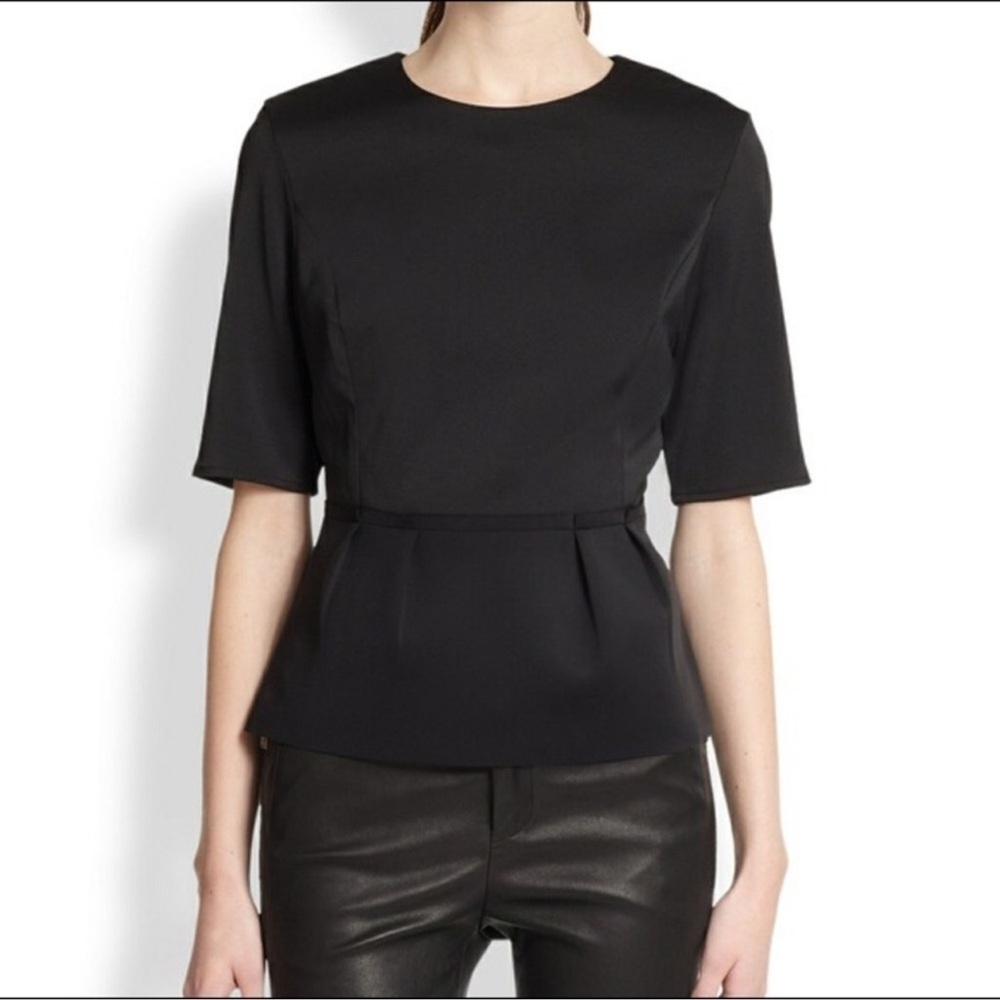 J BRAND | Peplum drop waist 3/4 Sleeve Black Blouse